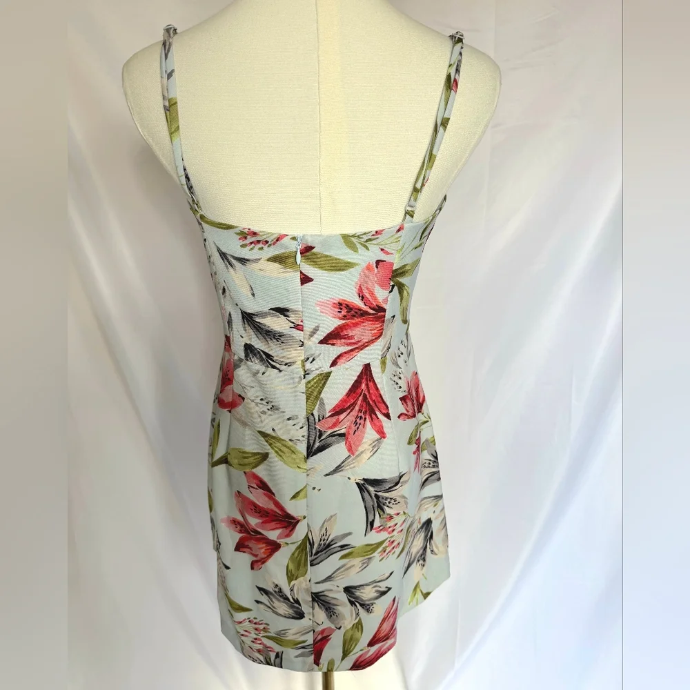 French Connection Cadencia Whisper Floral Print Minidress Light Blue - Picture 4 of 9